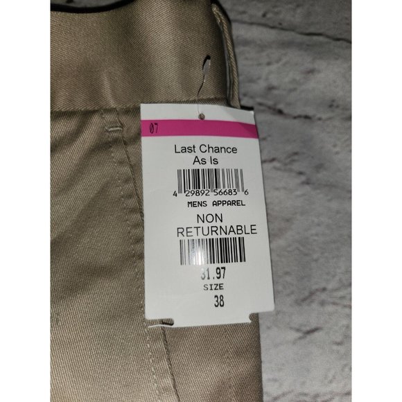 Nordstrom Mens Shop Dress Pants 38x32 Athletic Fit Non-Iron Chino Khaki NWOT - Picture 6 of 12